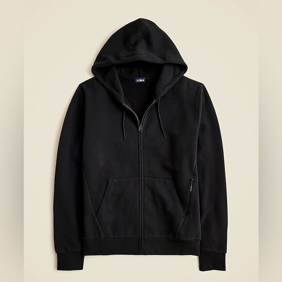 NWT J CREW Summit 11 oz. soft-knit fleece full-zip hoodie in black size XL - Picture 6 of 10